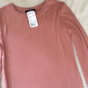 Knit top / ribbed long sleeve / mauve